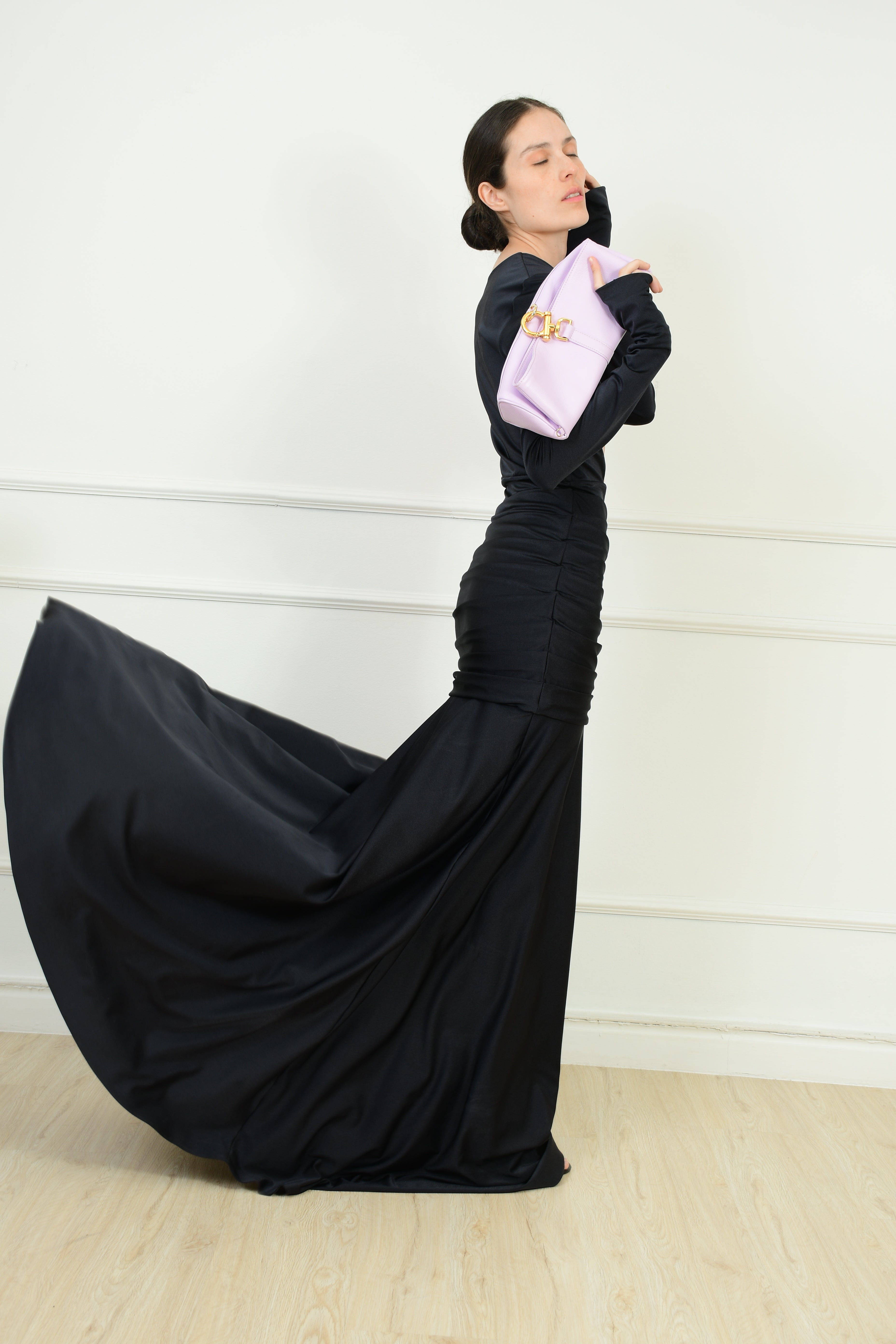 VESTIDO DRAPEADO ESCOTE CUADRADO