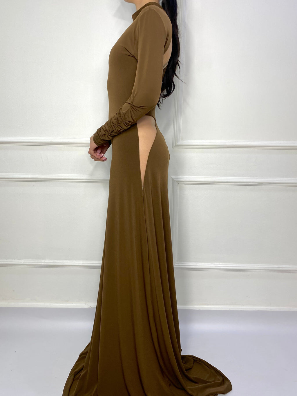VESTIDO DRAPEADO MALLA ESPALDA