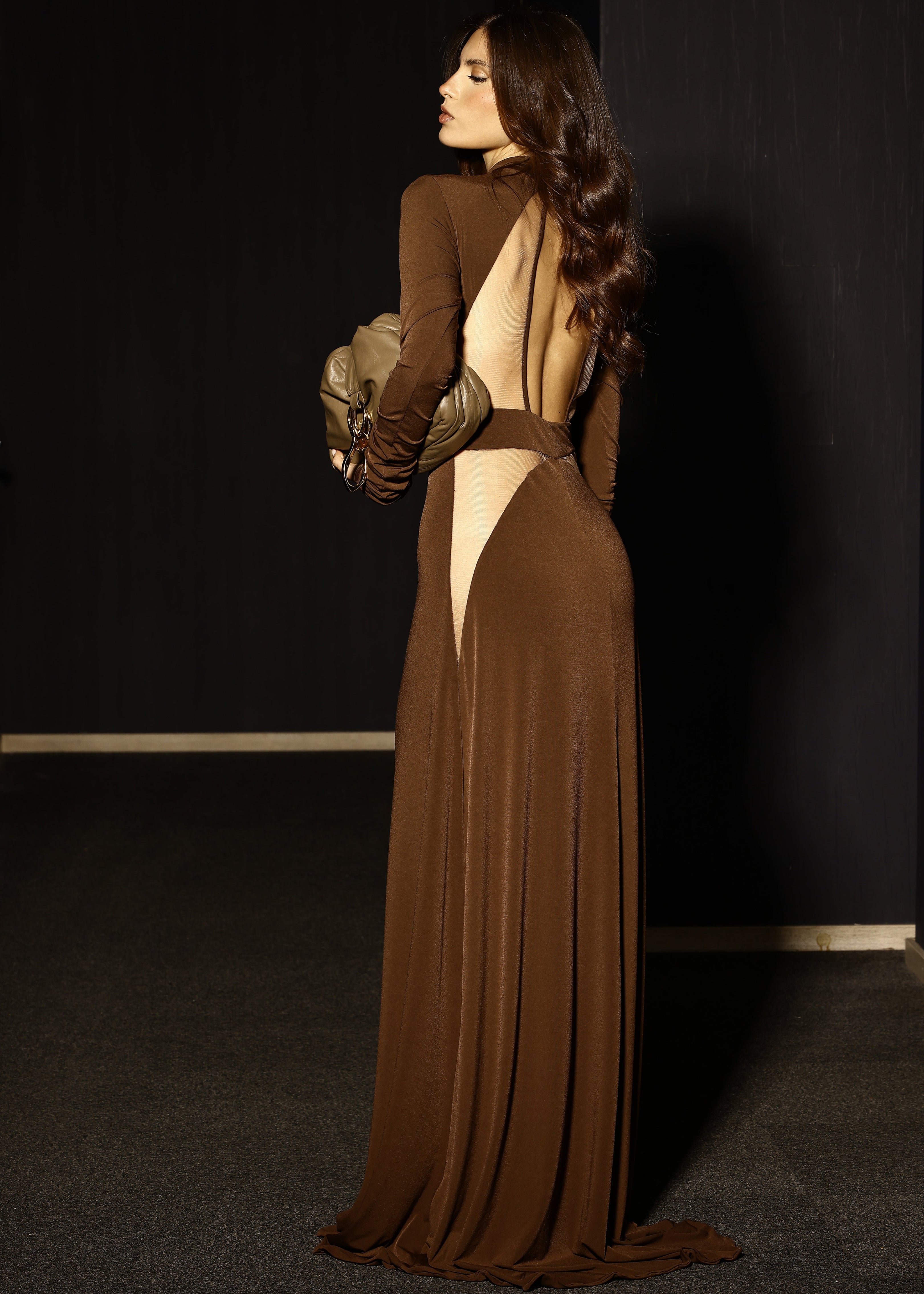VESTIDO DRAPEADO MALLA ESPALDA