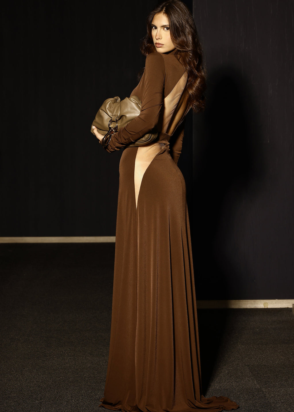 VESTIDO DRAPEADO MALLA ESPALDA