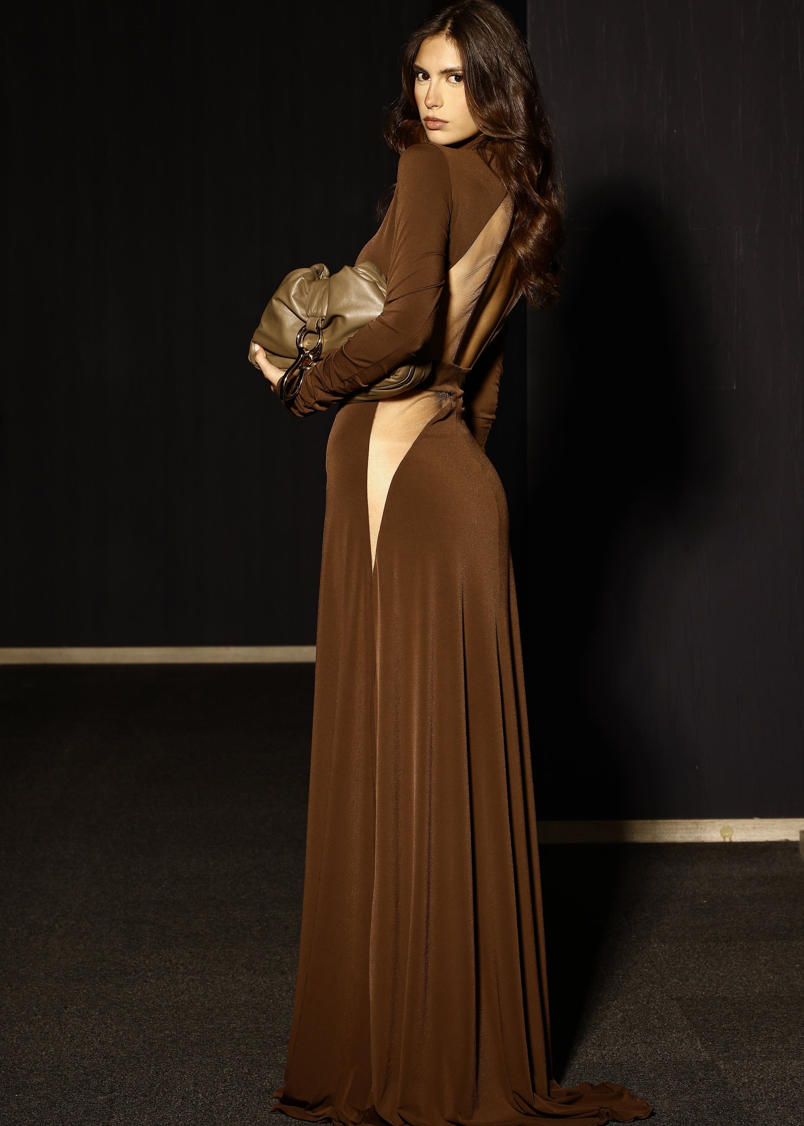 VESTIDO DRAPEADO MALLA ESPALDA